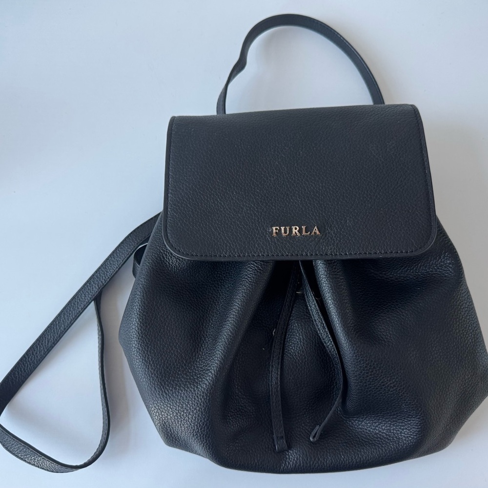 Furla Black Backpack with Gold Branding